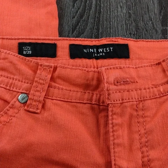 Nine West Missy Capris 8/29 Orange/Coral 2 Back Pocket Sparkle Embellishments - Picture 7 of 16